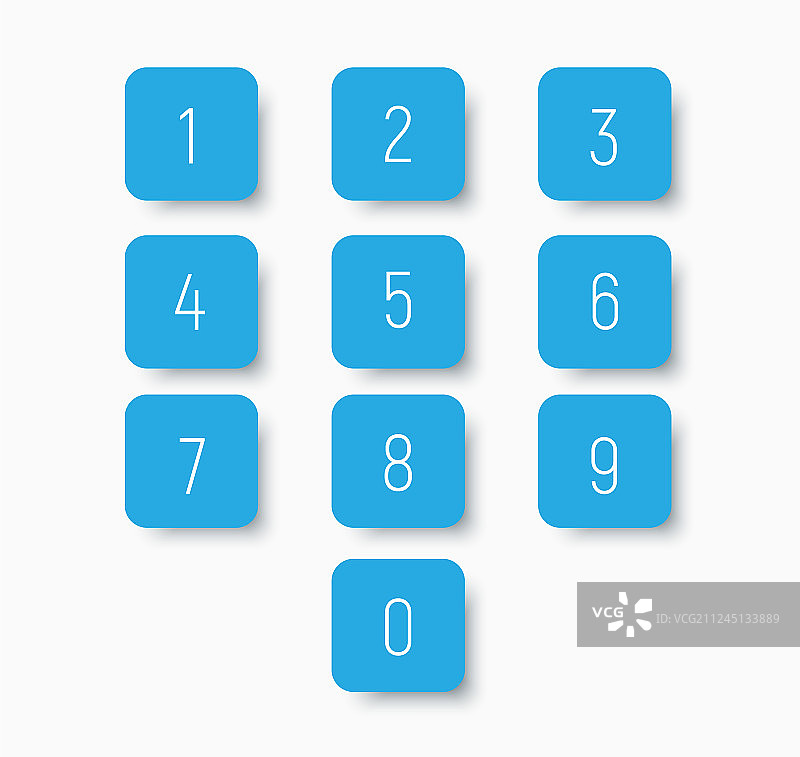 0到9数字蓝色按钮合集图片素材