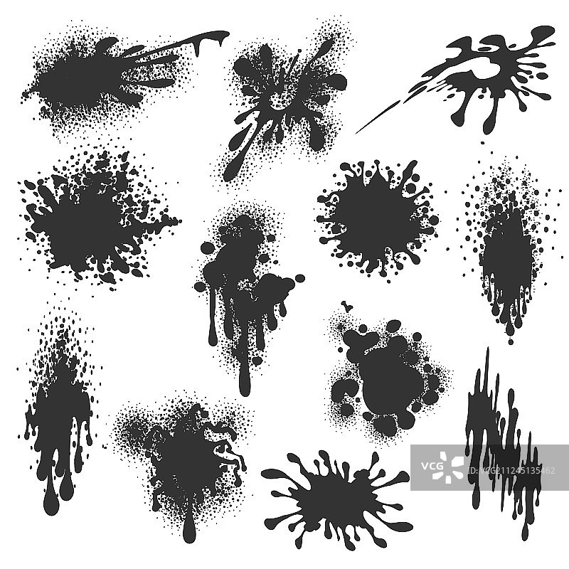 白色背景上的孤立墨滴图片素材
