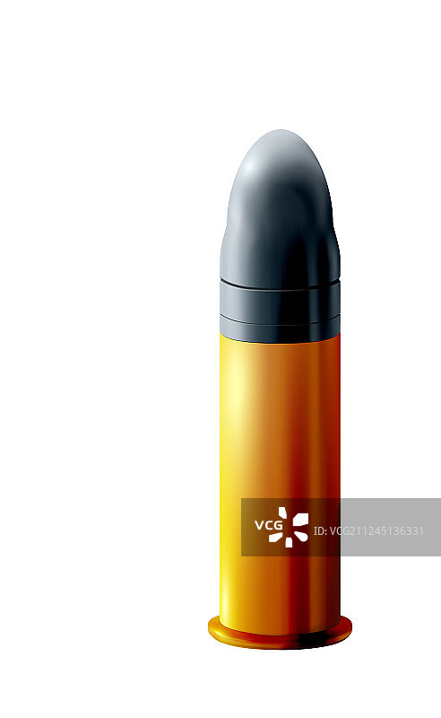 22LR弹药筒3D金色外壳与子弹图片素材