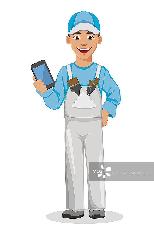 油漆工男人装饰卡通人物图片素材