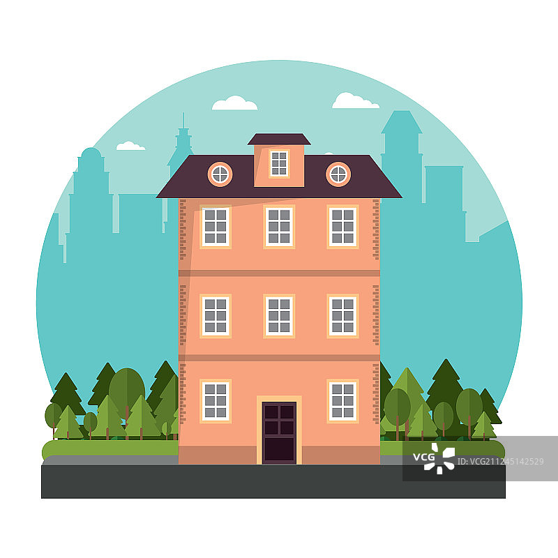 维多利亚风格建筑天际线城市图片素材