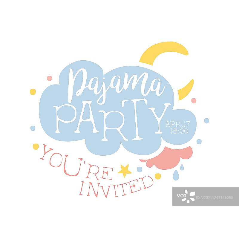 少女睡衣派对邀请卡模板图片素材