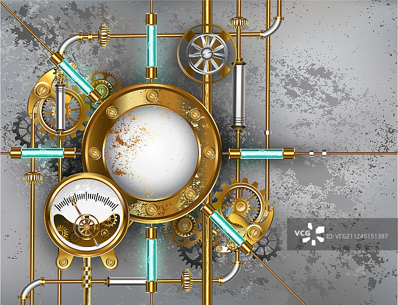 蒸汽朋克压力计圆形banner图片素材