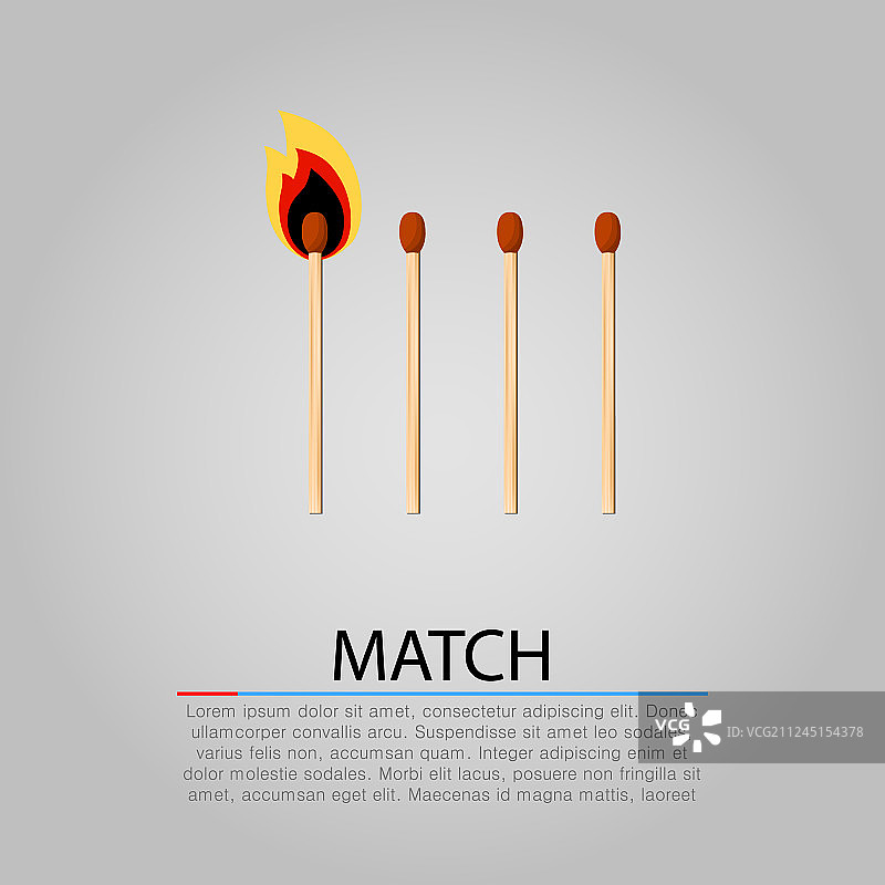 灰色背景上的燃烧的火柴图片素材
