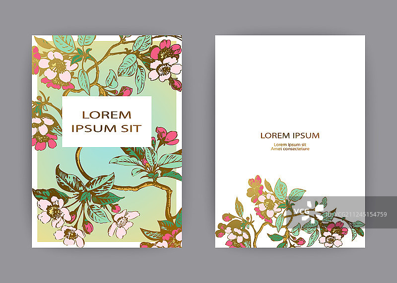 植物婚礼请帖模板设计图片素材