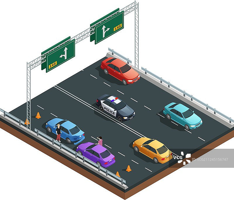 2.5D交通事故组合图片素材