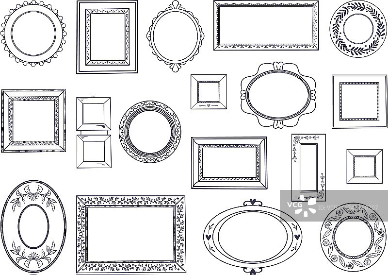 手绘方形涂鸦边框图片素材