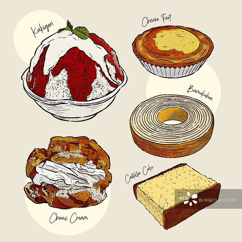 日式小吃手绘草图图片素材