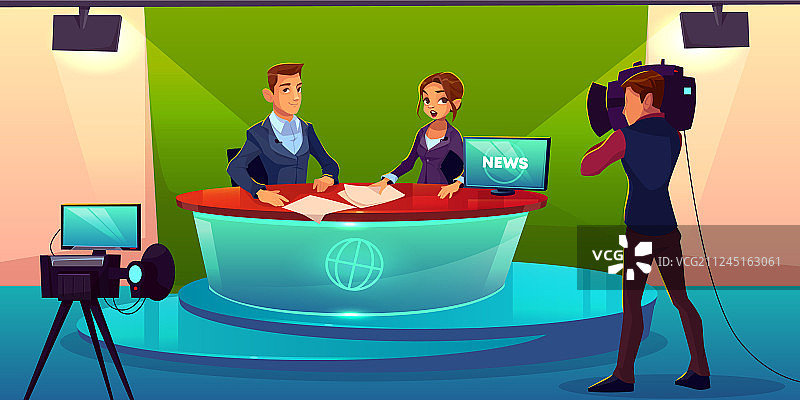 在电视台的新闻播音员图片素材