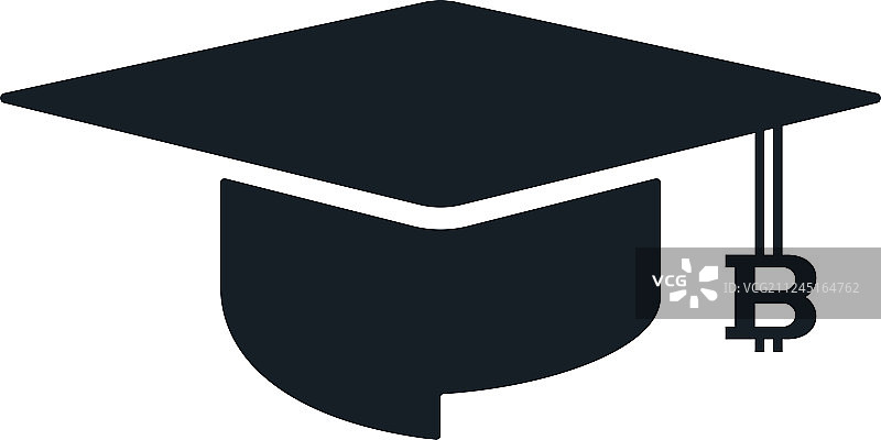 带有比特币的毕业帽概念图片素材