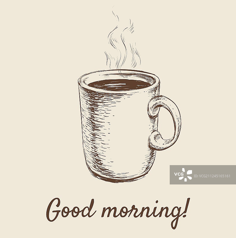 手绘咖啡杯草图图片素材