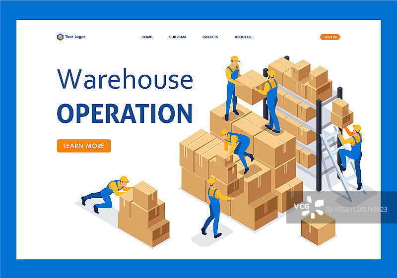 仓库中的2.5D工人图片素材