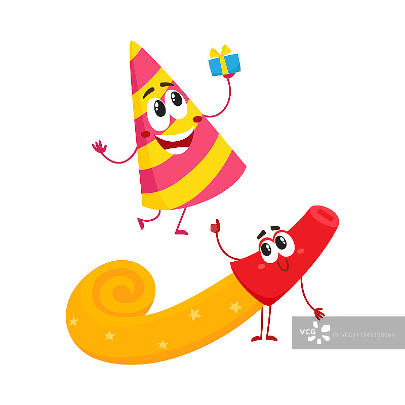 微笑的生日派对人物 - 条纹帽子图片素材