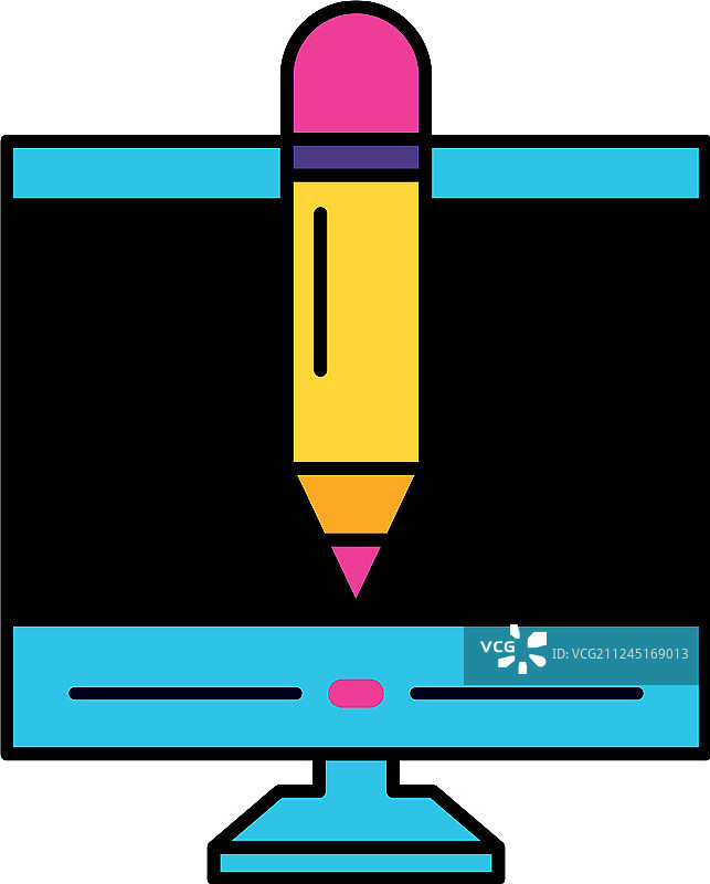 带有铅笔的台式电脑图片素材