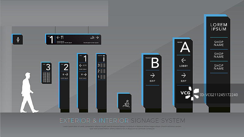 外部和内部标牌指示杆图片素材