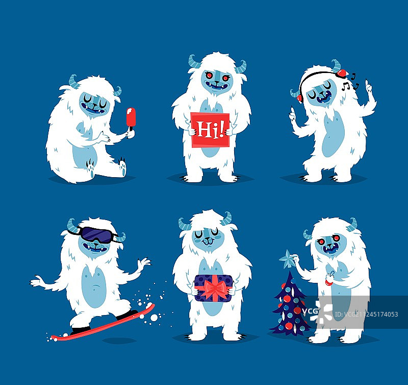 可爱的大脚雪怪怪物套装图片素材