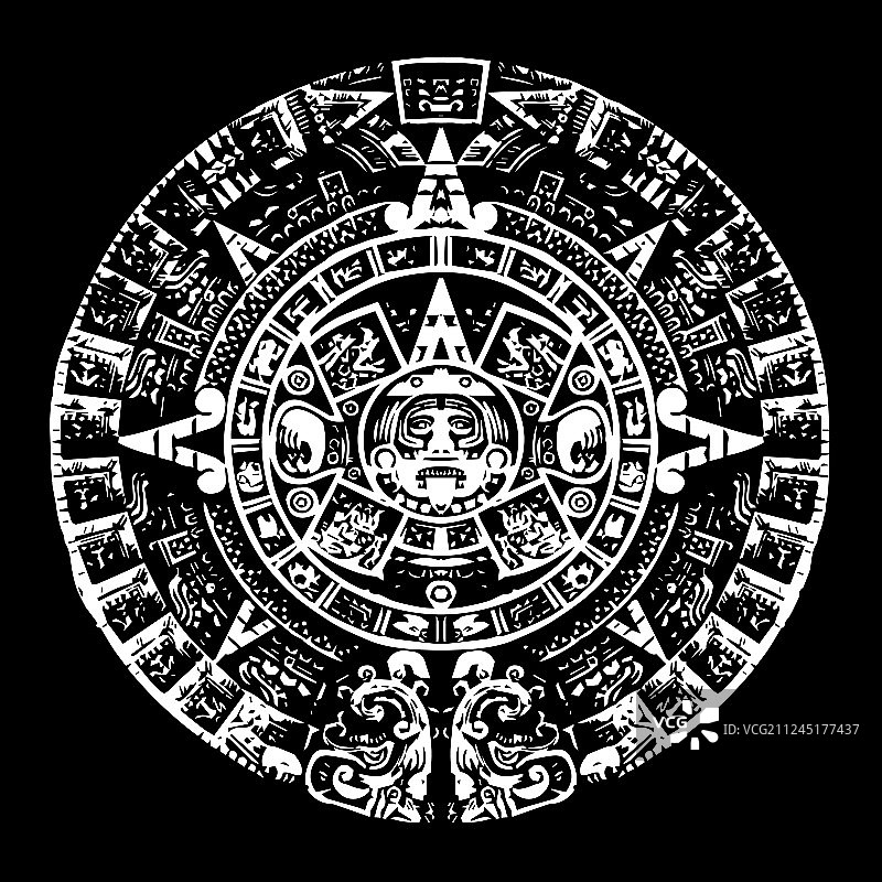 高精度玛雅黑白日历图片素材