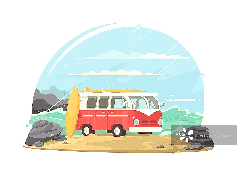 带冲浪板的冲浪车图片素材