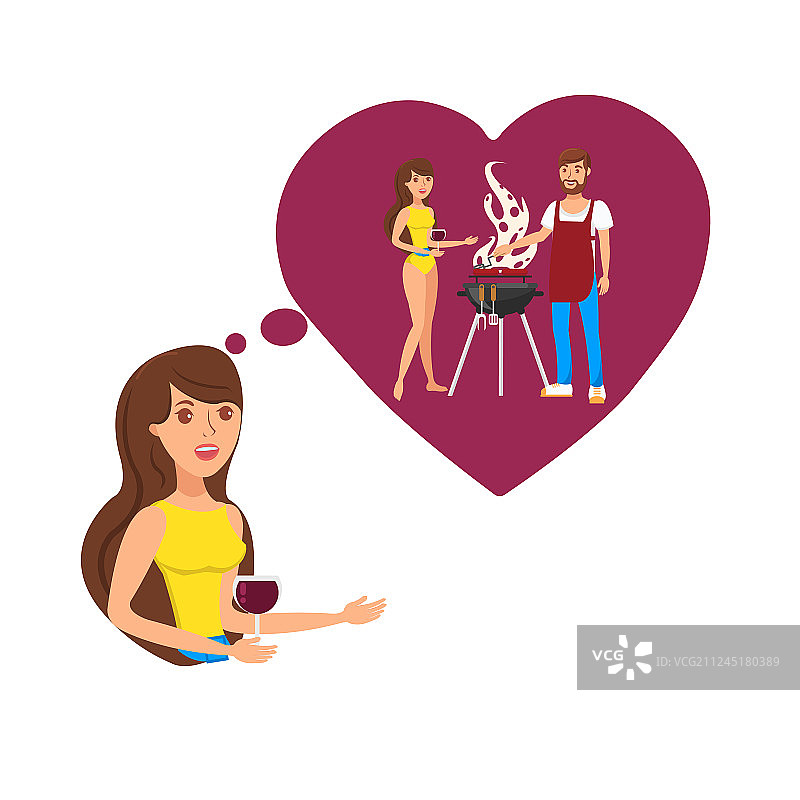 浪漫周末的梦想（扁平风格）图片素材