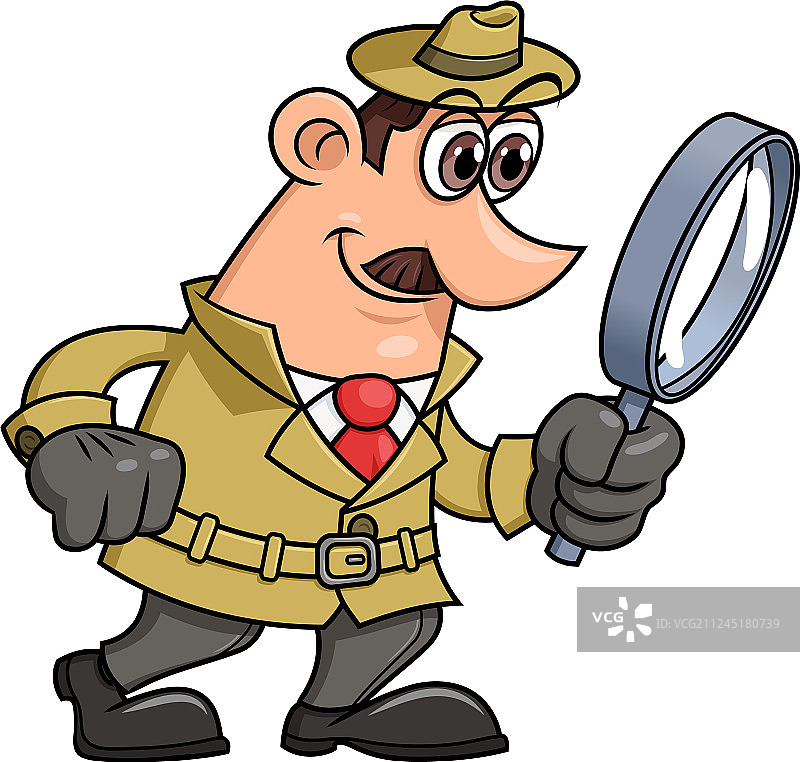 侦探用放大镜观察图片素材