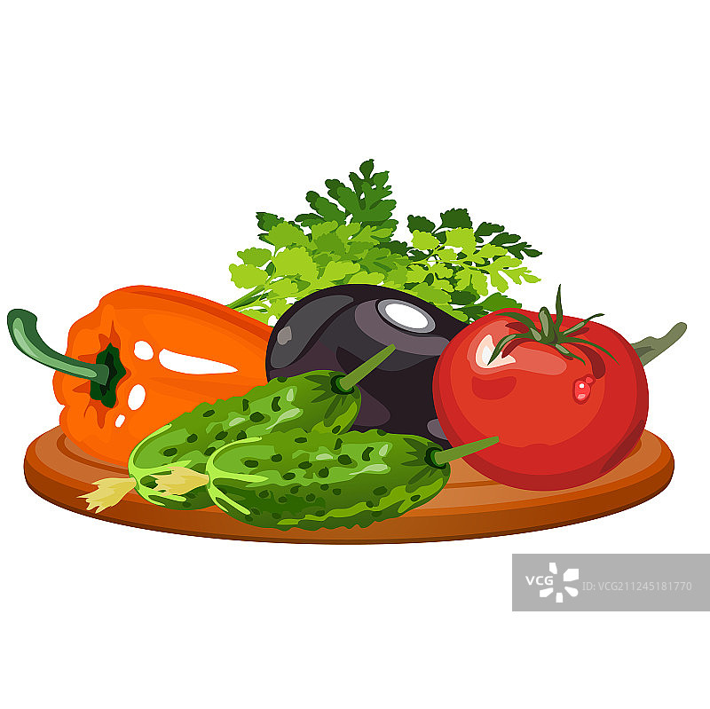 白色背景上的成熟蔬菜组合图片素材