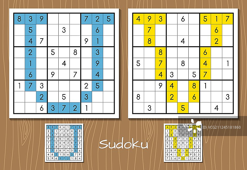含有答案的U、V字母数独图片素材