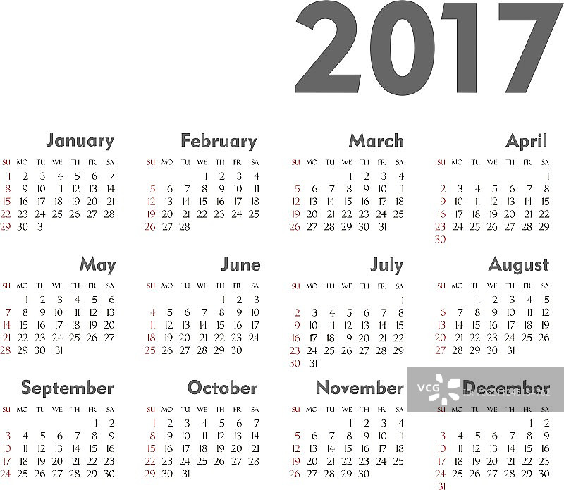 简约2017年日历图片素材