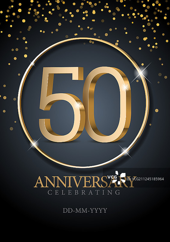 50周年金色3D数字图片素材