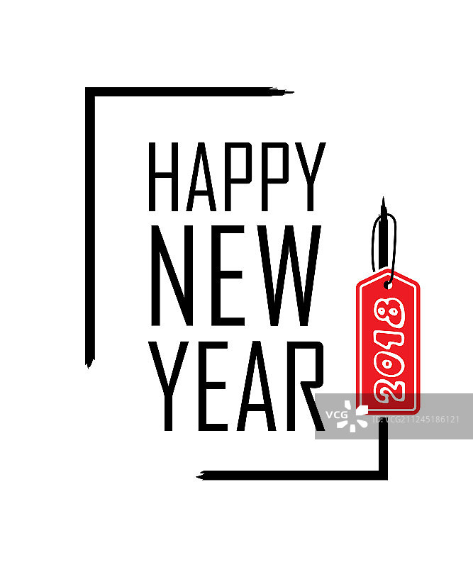 聚焦框黑色边框新年快乐文字图片素材