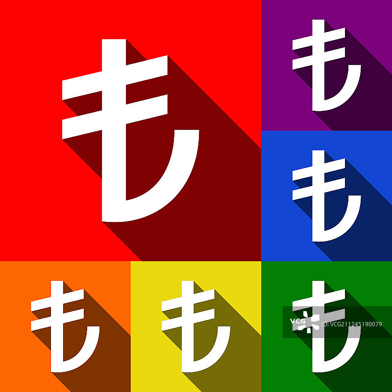 土耳其里拉符号扁平图标图片素材