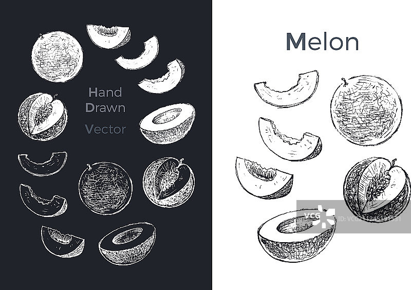 手绘甜瓜图标图片素材