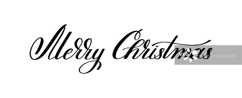 黑白手绘“Merry”字样图片素材