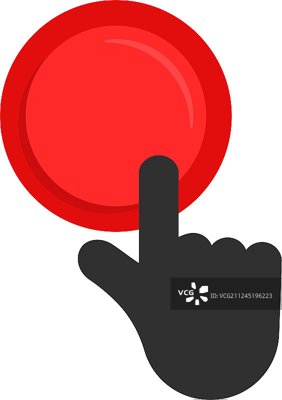 黑手按下红色按钮图片素材