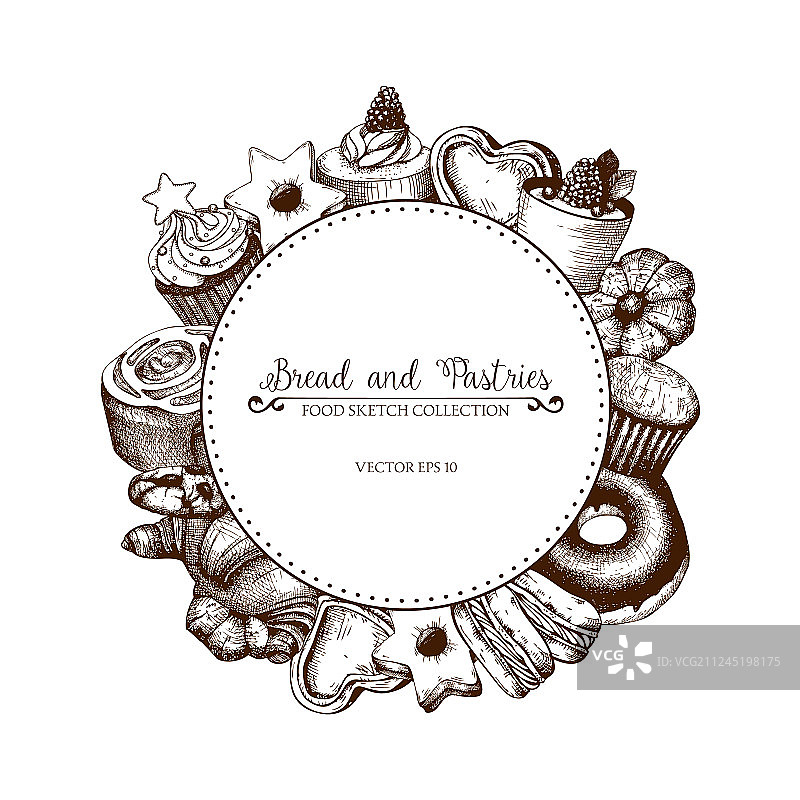 复古烘焙素描背景图片素材