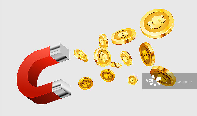 磁铁吸引金钱投资概念图片素材