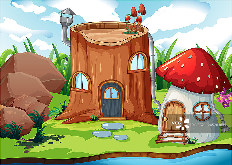 迷人的树干小屋图片素材