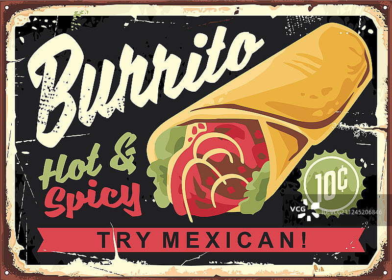 复古墨西哥卷饼餐厅招牌图片素材