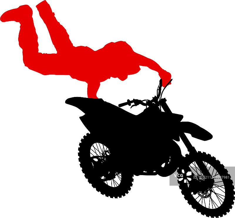 摩托车特技剪影图片素材