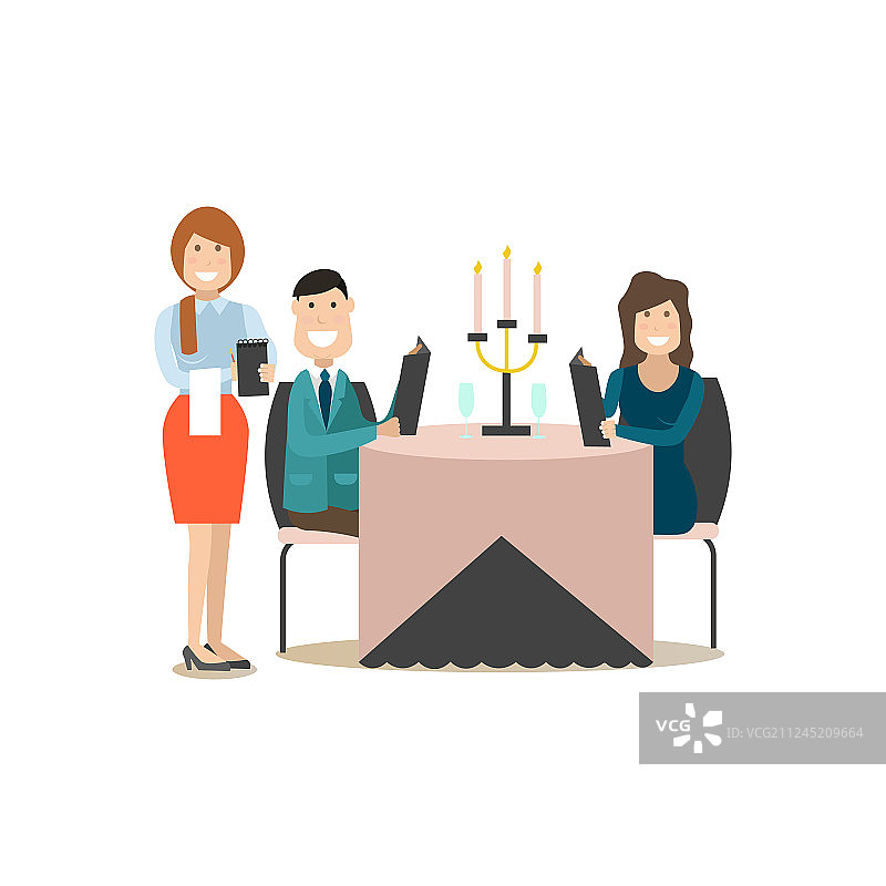 扁平风格的餐厅顾客图片素材