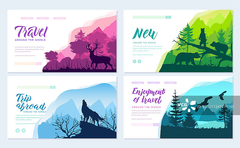 自然野生动物宣传册卡片套装图片素材