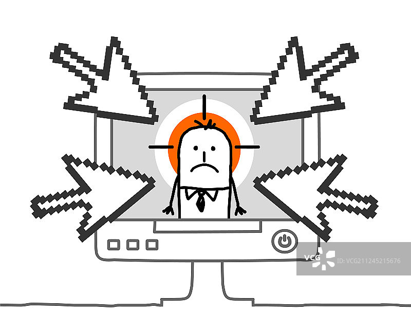 卡通商人与网络欺凌图片素材