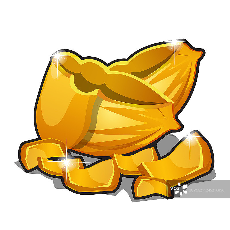 白色背景下的金色坚果外壳图片素材