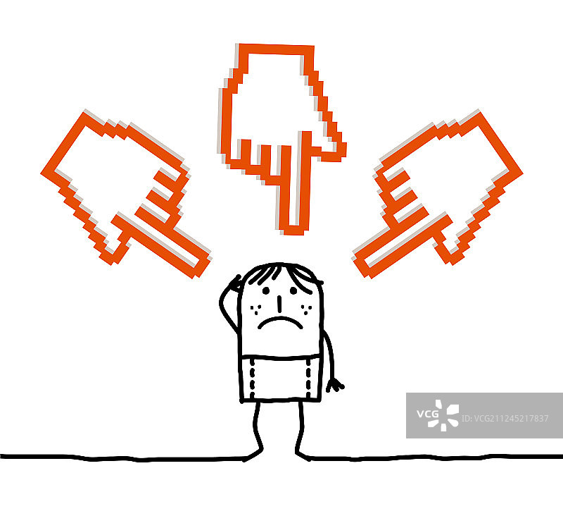 卡通年轻人与大的指向光标图片素材