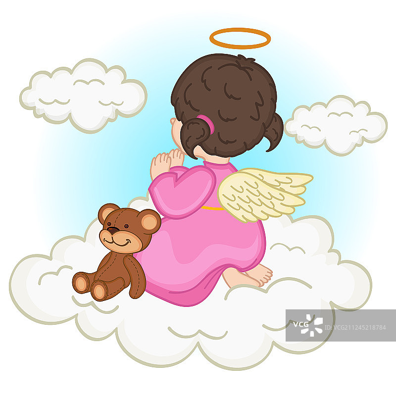 云朵上的天使女婴图片素材