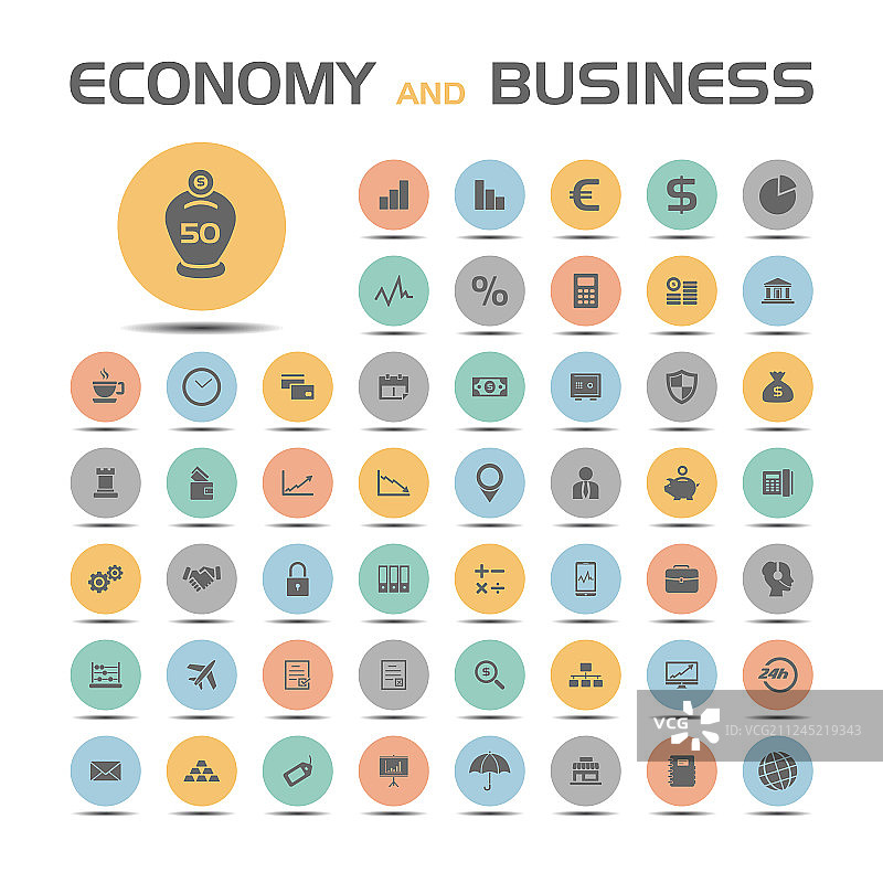 经济和商业图标集图片素材