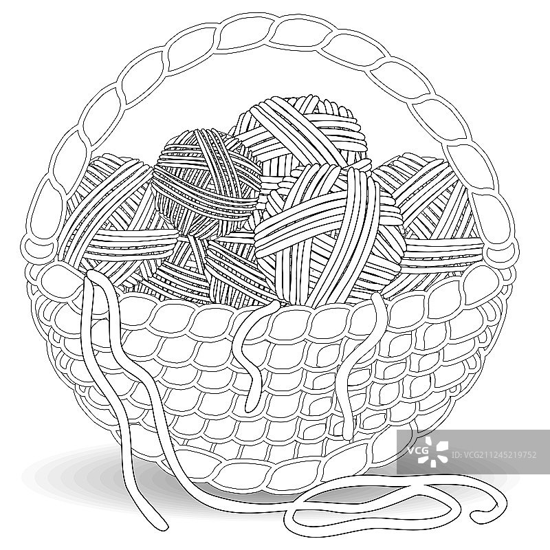 正方形彩色线团篮子图片素材