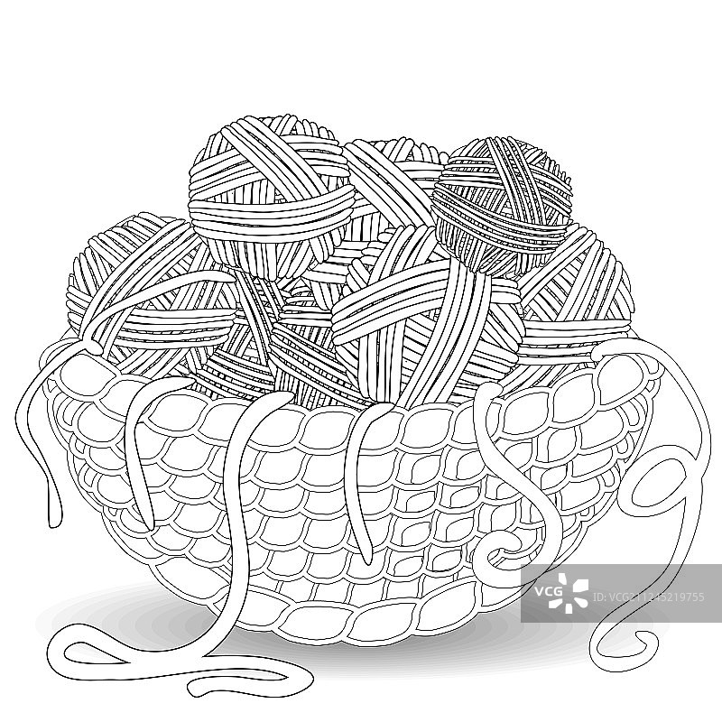 正方形彩色线团篮子图片素材