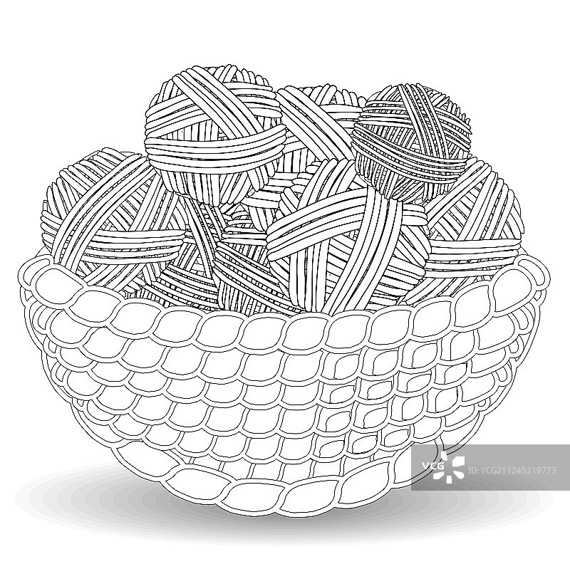 正方形彩色线团篮子图片素材