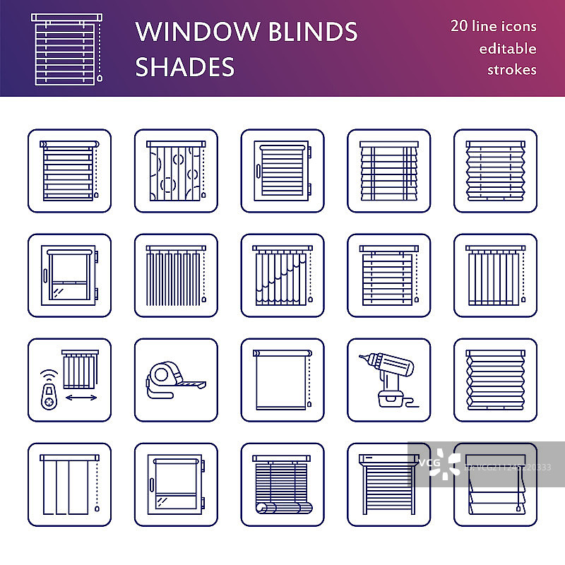 各种房间的百叶窗线条图标图片素材