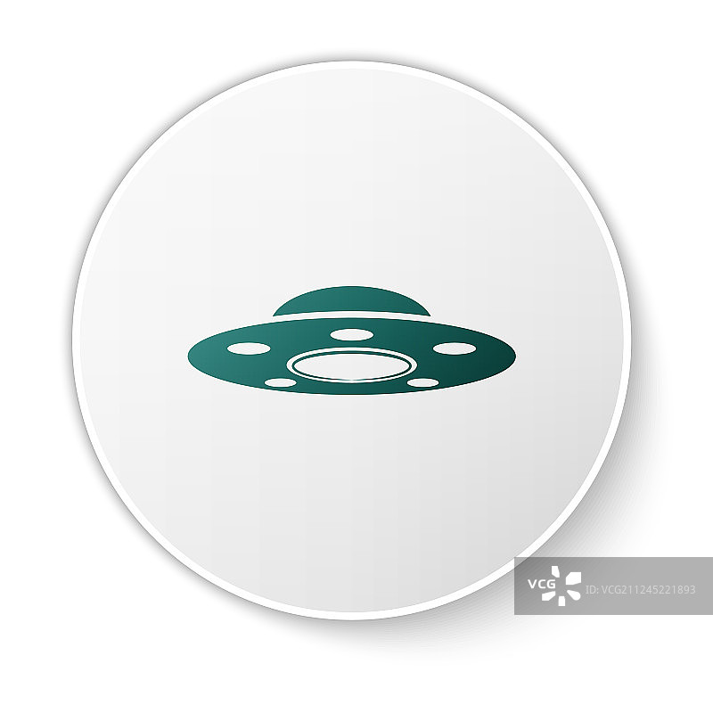 白色背景上的绿色UFO飞船图标图片素材